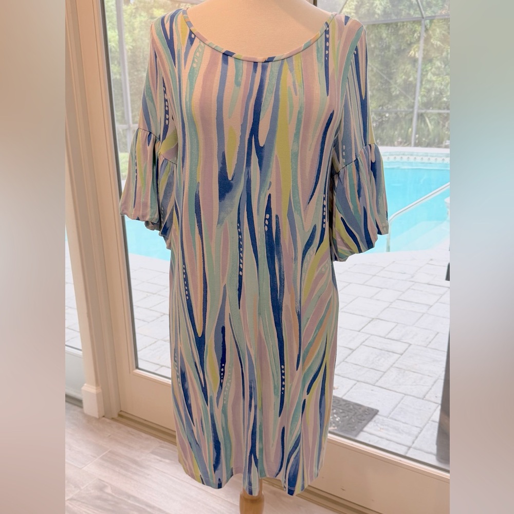 Lilly Pulitzer lavender, teal and blue 
Shore Perfection size Medium